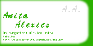 anita alexics business card